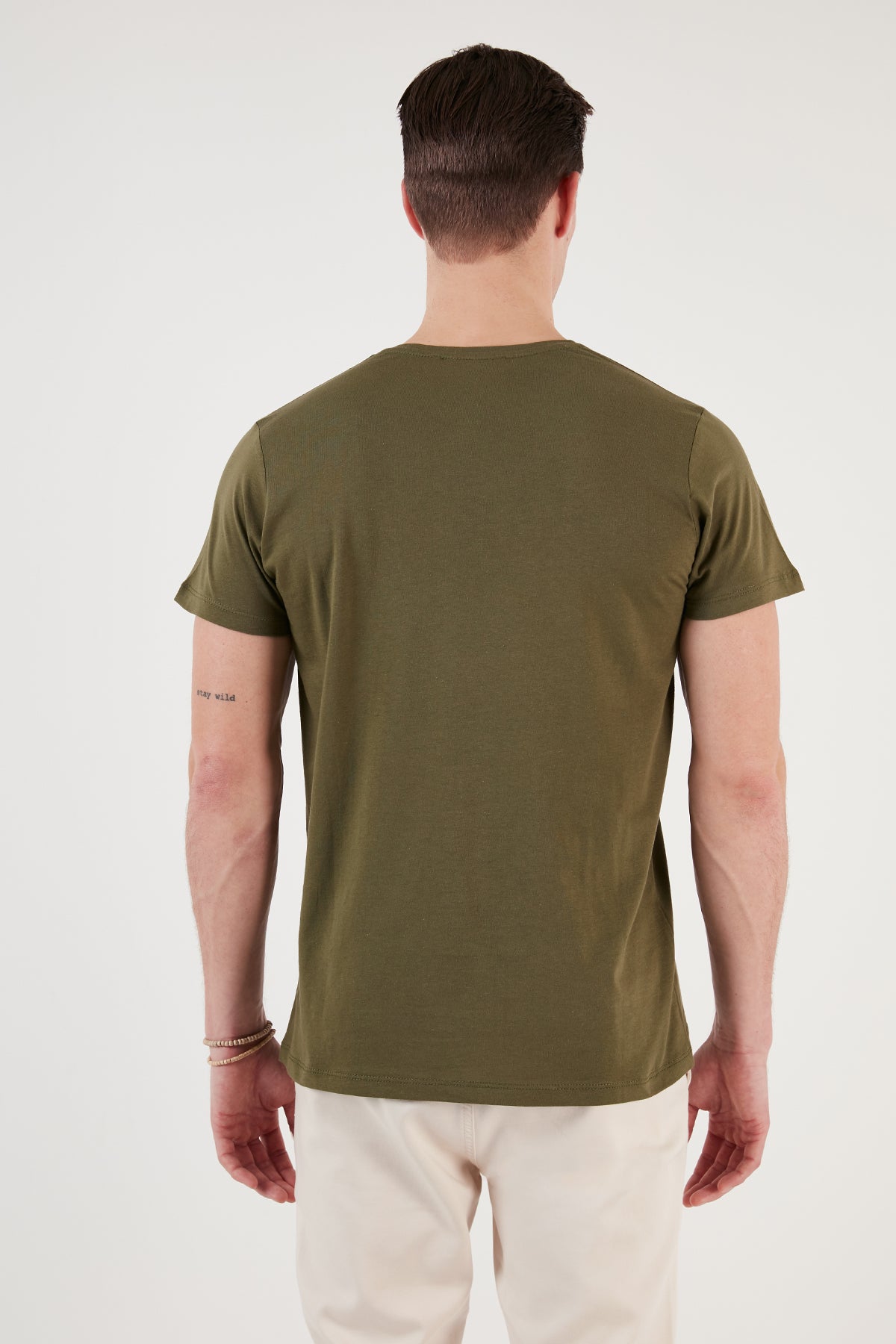 Buratti Bisiklet Yaka % 100 Pamuk Slim Fit Erkek T Shirt 541TACTICAL HAKİ