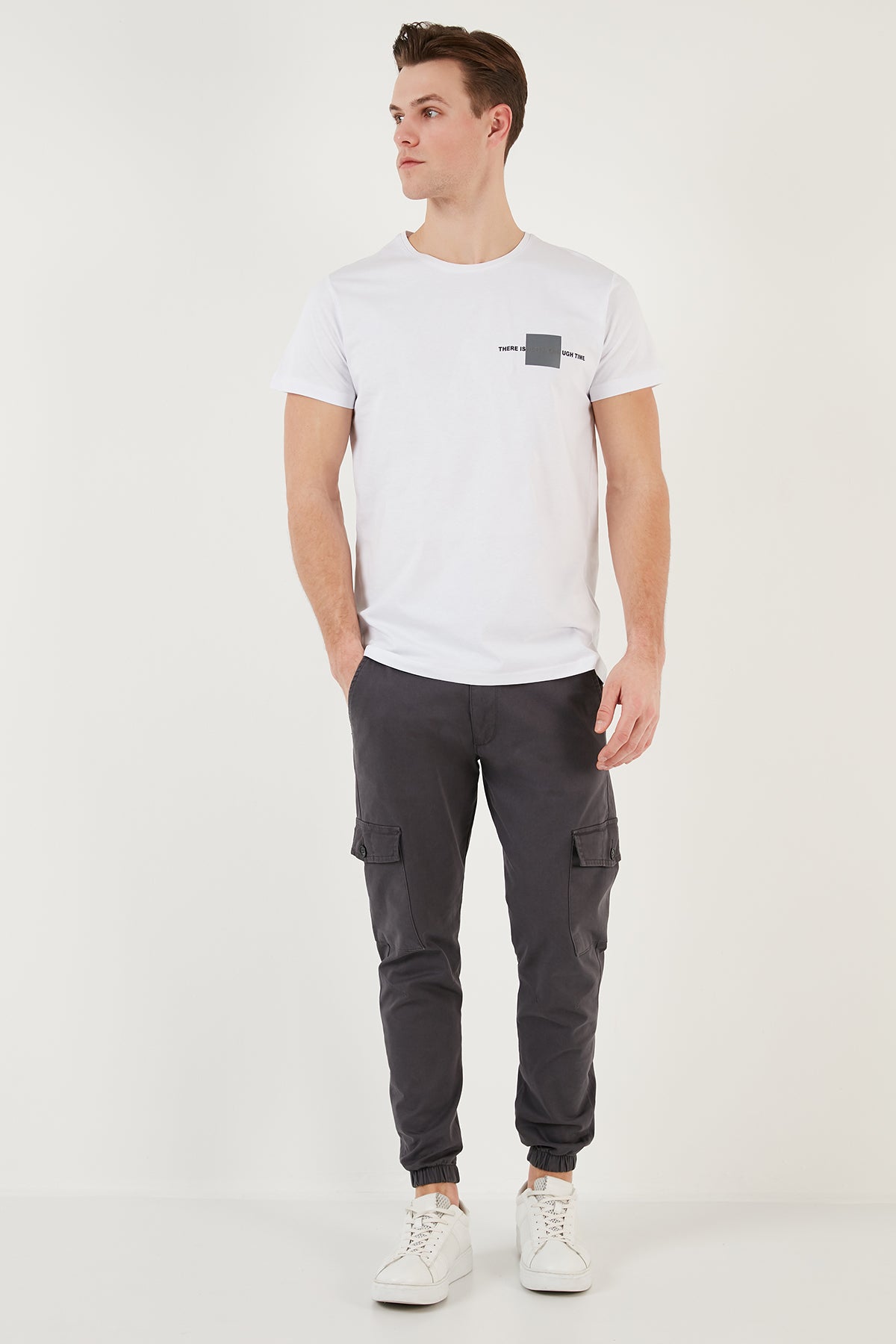 Buratti Bisiklet Yaka % 100 Pamuk Slim Fit Erkek T Shirt 541THERE BEYAZ