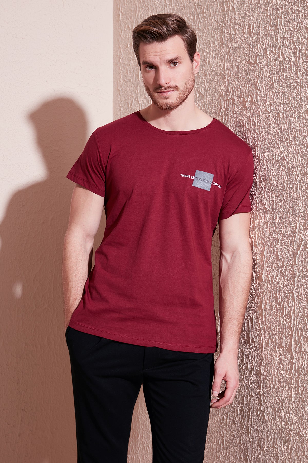 Buratti Bisiklet Yaka % 100 Pamuk Slim Fit Erkek T Shirt 541THERE BORDO