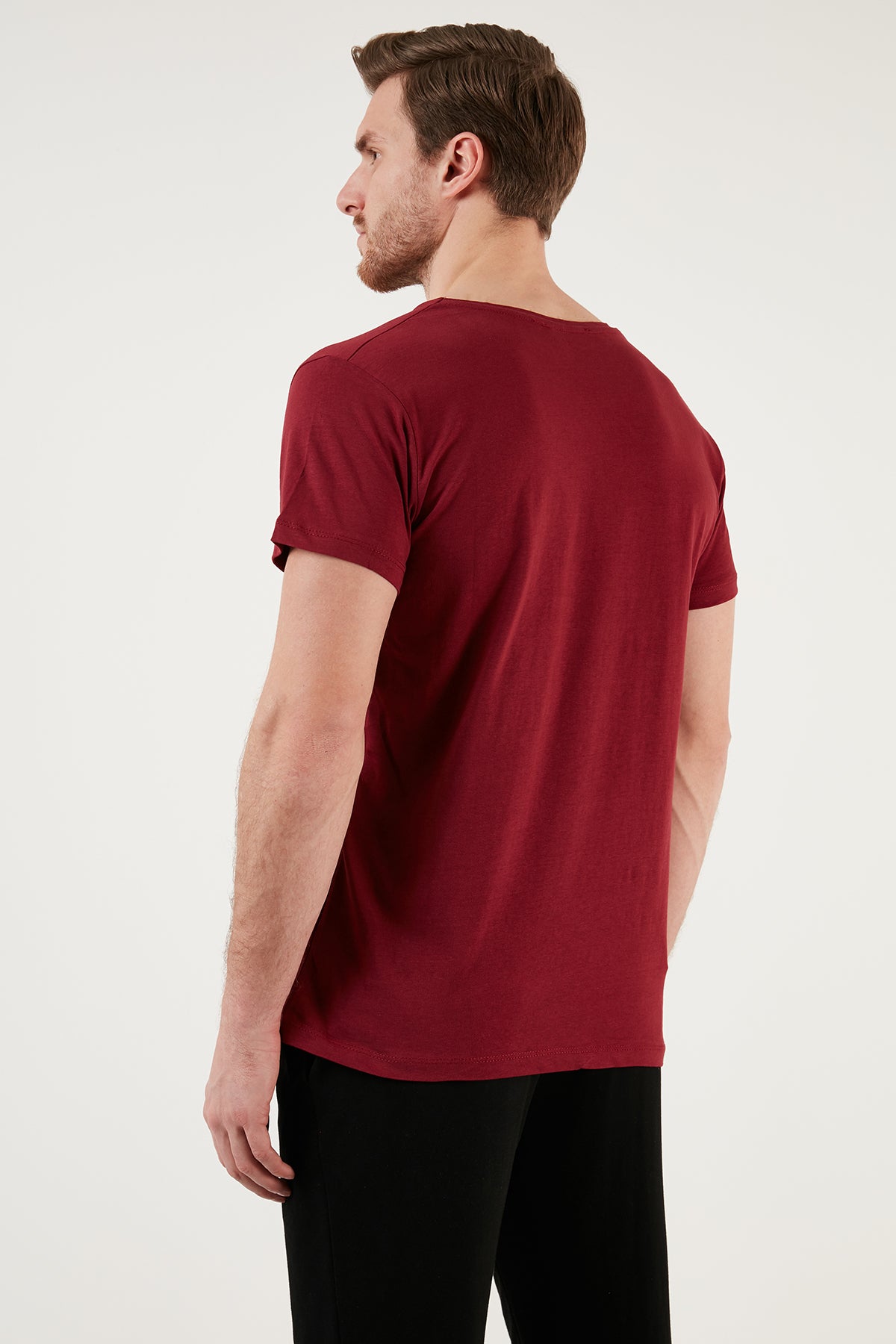 Buratti Bisiklet Yaka % 100 Pamuk Slim Fit Erkek T Shirt 541THERE BORDO