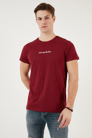 Buratti Bisiklet Yaka % 100 Pamuk Slim Fit Erkek T Shirt 541WIND BORDO