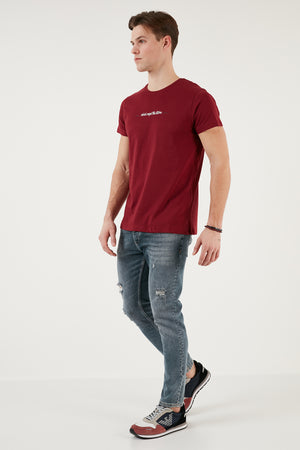 Buratti Bisiklet Yaka % 100 Pamuk Slim Fit Erkek T Shirt 541WIND BORDO