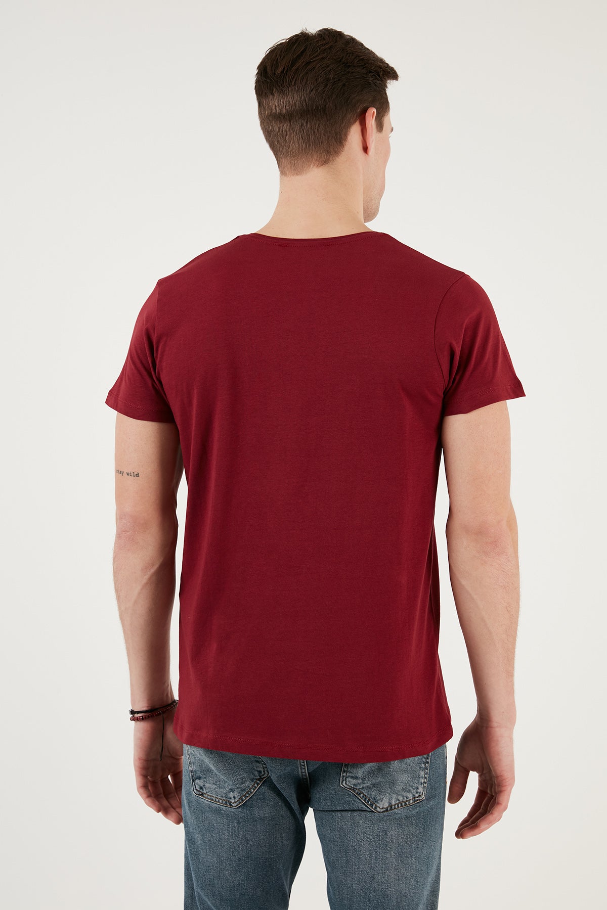 Buratti Bisiklet Yaka % 100 Pamuk Slim Fit Erkek T Shirt 541WIND BORDO