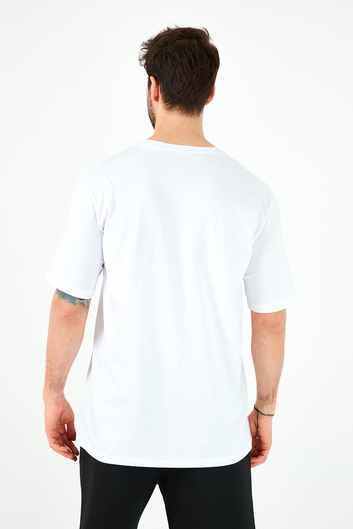 Buratti Oversize Baskılı Bisiklet Yaka % 100 Pamuk Erkek T Shirt 5721018 BEYAZ