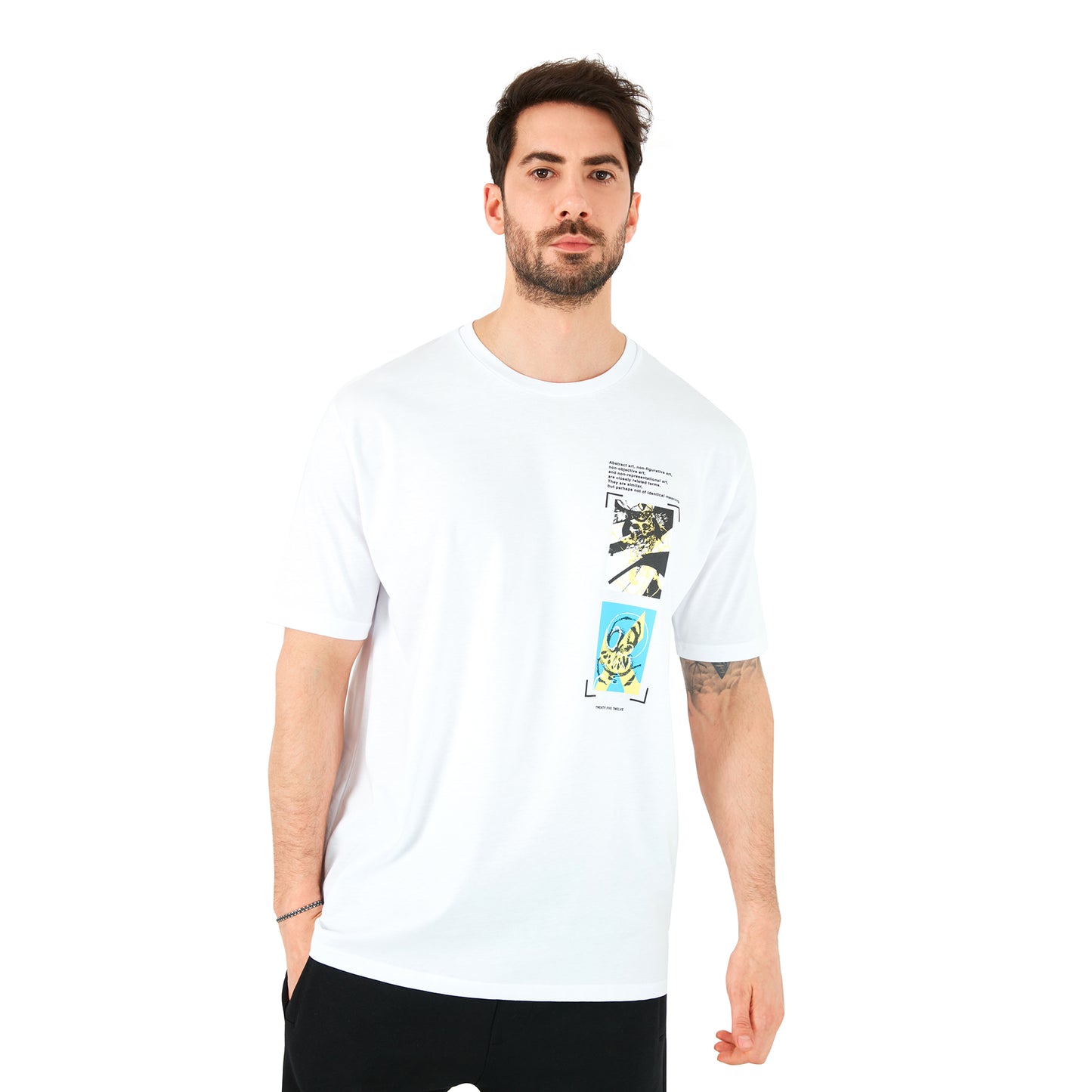 Buratti Oversize Baskılı Bisiklet Yaka % 100 Pamuk Erkek T Shirt 5721018 BEYAZ