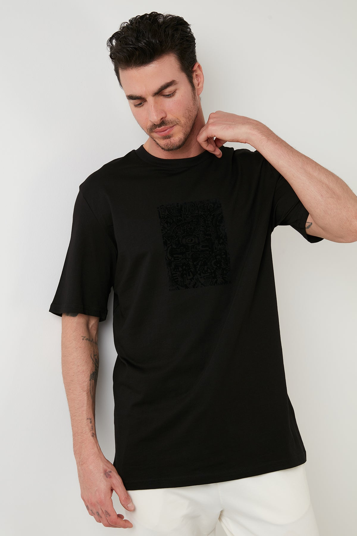 Buratti Pamuklu Oversize Bisiklet Yaka Erkek T Shirt 5727400 SİYAH