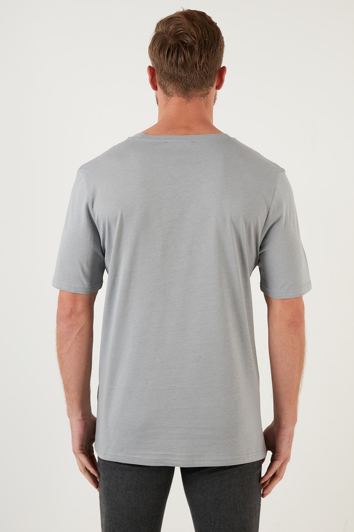 Buratti Baskılı Regular Fit Bisiklet Yaka % 100 Pamuk Erkek T Shirt 5727406 GRİ