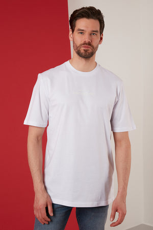 Buratti Sırt Baskılı Oversize Bisiklet Yaka % 100 Pamuk Erkek T Shirt 5727407 BEYAZ