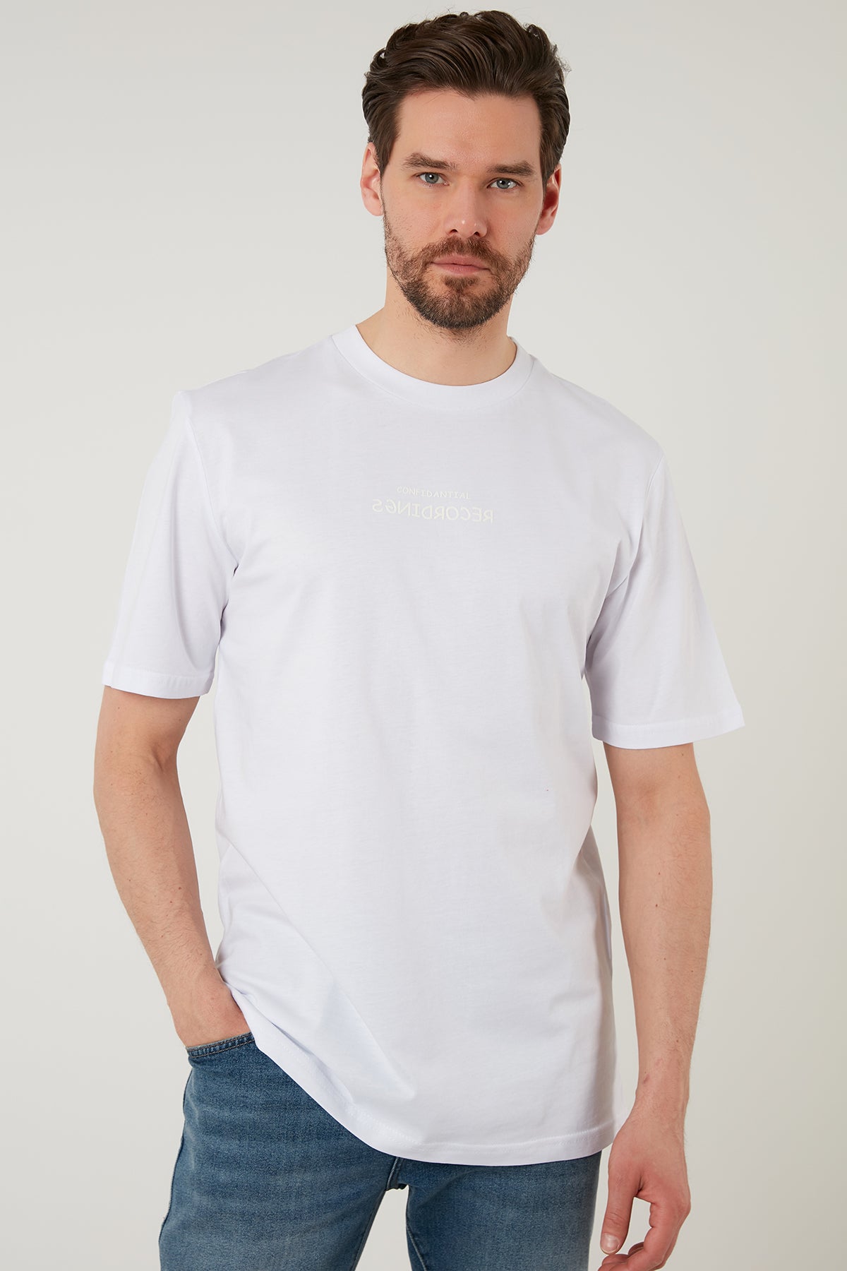 Buratti Sırt Baskılı Oversize Bisiklet Yaka % 100 Pamuk Erkek T Shirt 5727407 BEYAZ