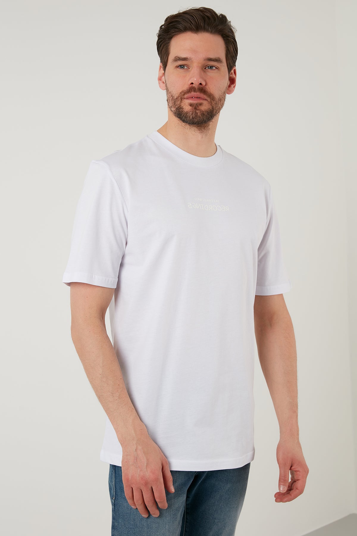 Buratti Sırt Baskılı Oversize Bisiklet Yaka % 100 Pamuk Erkek T Shirt 5727407 BEYAZ