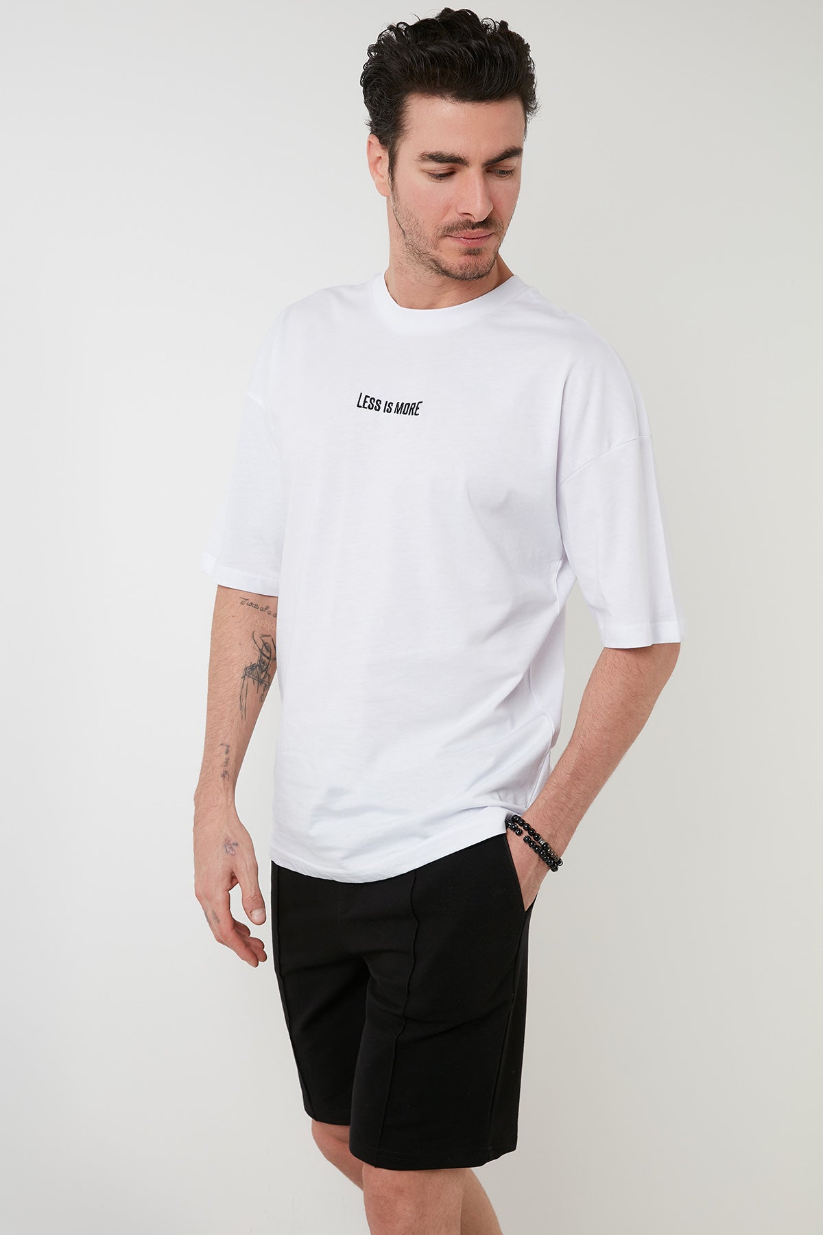 Buratti Baskılı Pamuklu Oversize Bisiklet Yaka Erkek T Shirt 5727500 BEYAZ