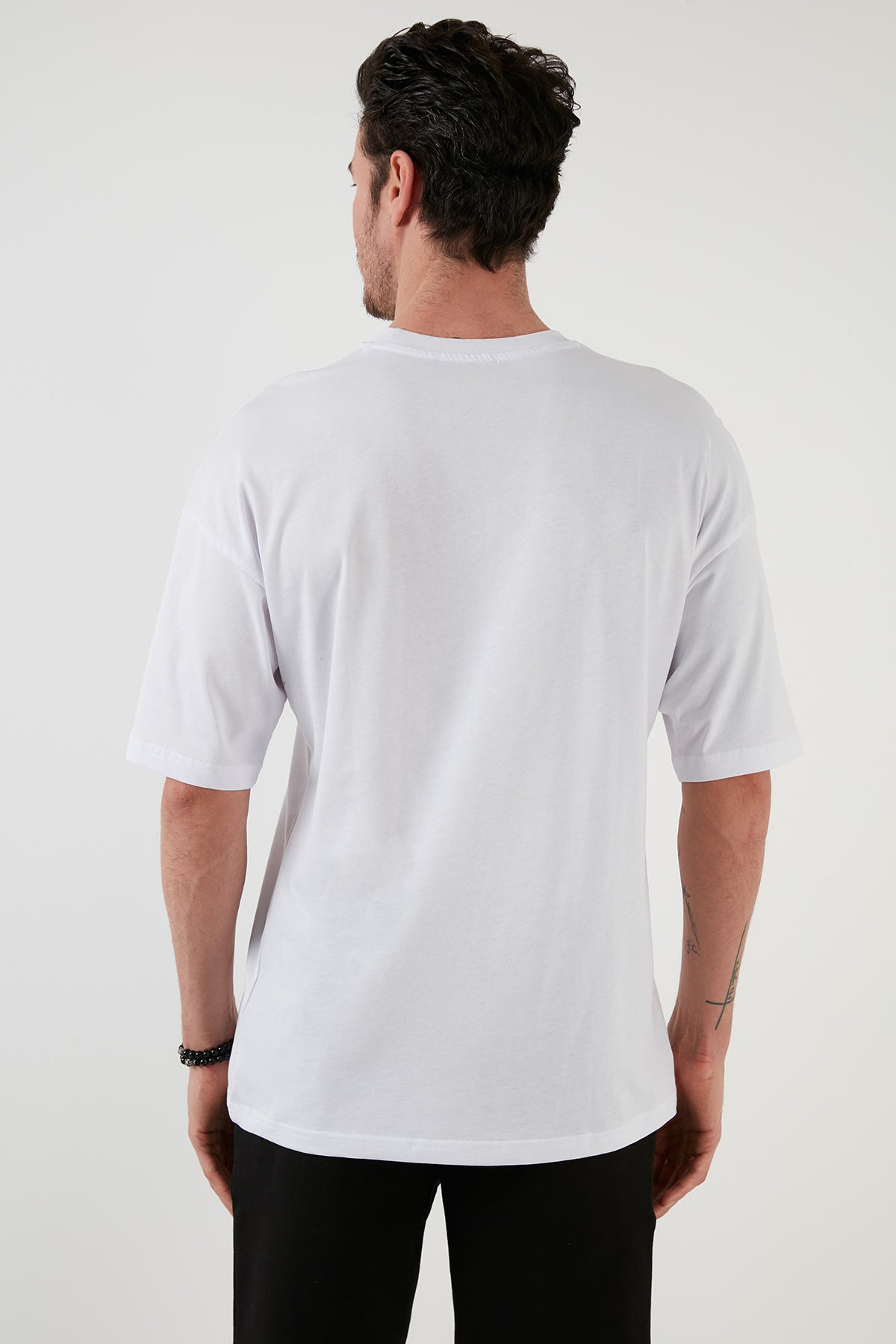 Buratti Baskılı Pamuklu Oversize Bisiklet Yaka Erkek T Shirt 5727500 BEYAZ