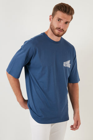 Buratti Sırt Baskılı Regular Fit % 100 Pamuk Bisiklet Yaka Erkek T Shirt 5727502 İNDİGO