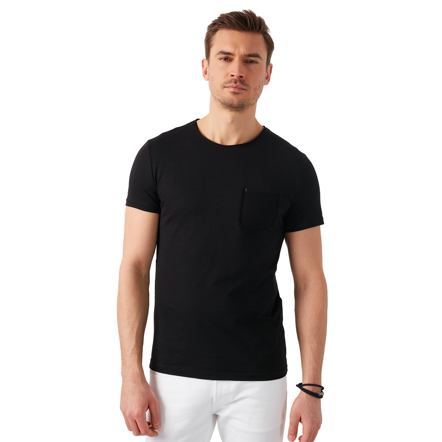 Buratti % 100 Pamuklu Slim Fit Bisiklet Yaka Cepli Erkek T Shirt 5902000 SİYAH