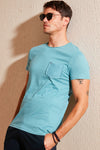 Buratti % 100 Pamuklu Slim Fit Bisiklet Yaka Cepli Erkek T Shirt 5902000 MAVİ