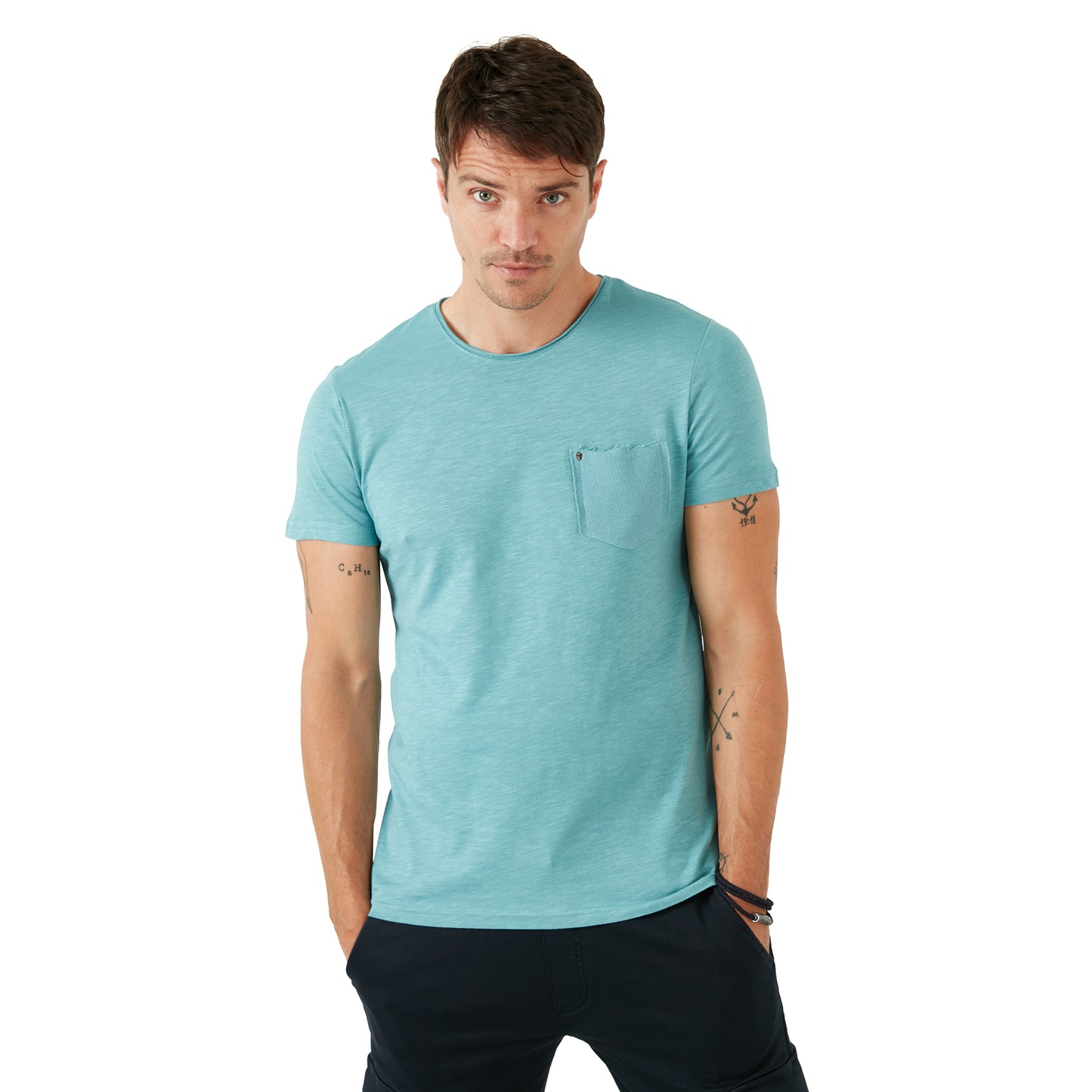 Buratti % 100 Pamuklu Slim Fit Bisiklet Yaka Cepli Erkek T Shirt 5902000 MAVİ