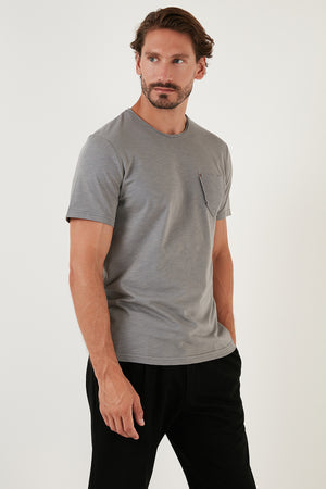 Buratti % 100 Pamuklu Slim Fit Bisiklet Yaka Cepli Erkek T Shirt 5902000 AÇIK HAKİ