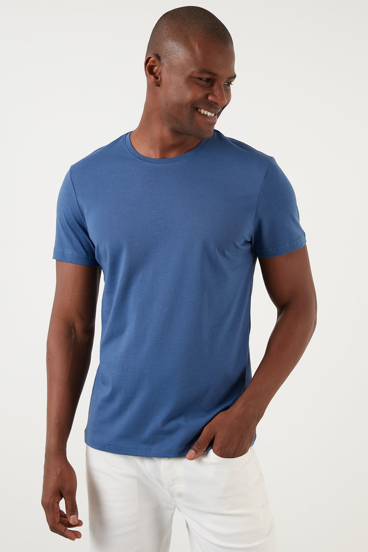 Buratti Regular Fit Bisiklet Yaka % 100 Pamuk Basic Erkek T Shirt 5902020 İNDİGO