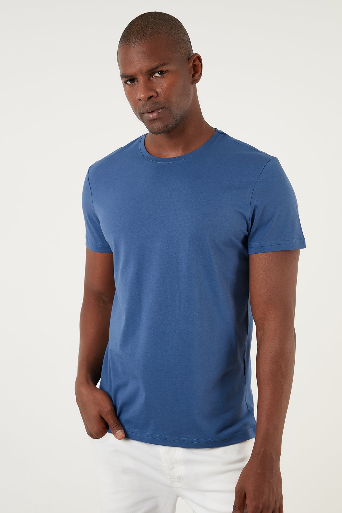 Buratti Regular Fit Bisiklet Yaka % 100 Pamuk Basic Erkek T Shirt 5902020 İNDİGO