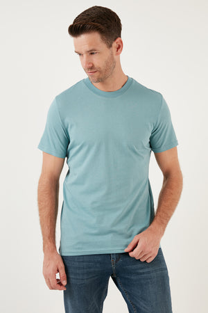 Buratti Pamuklu Regular Fit Bisiklet Yaka Basic Erkek T Shirt 59020201 MAVİ