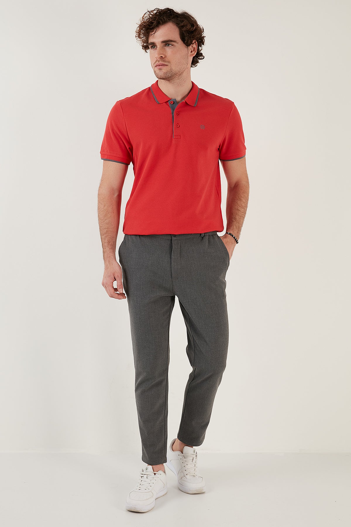 Buratti % 100 Pamuk Düğmeli Slim Fit Erkek Polo T Shirt 5902118 MERCAN