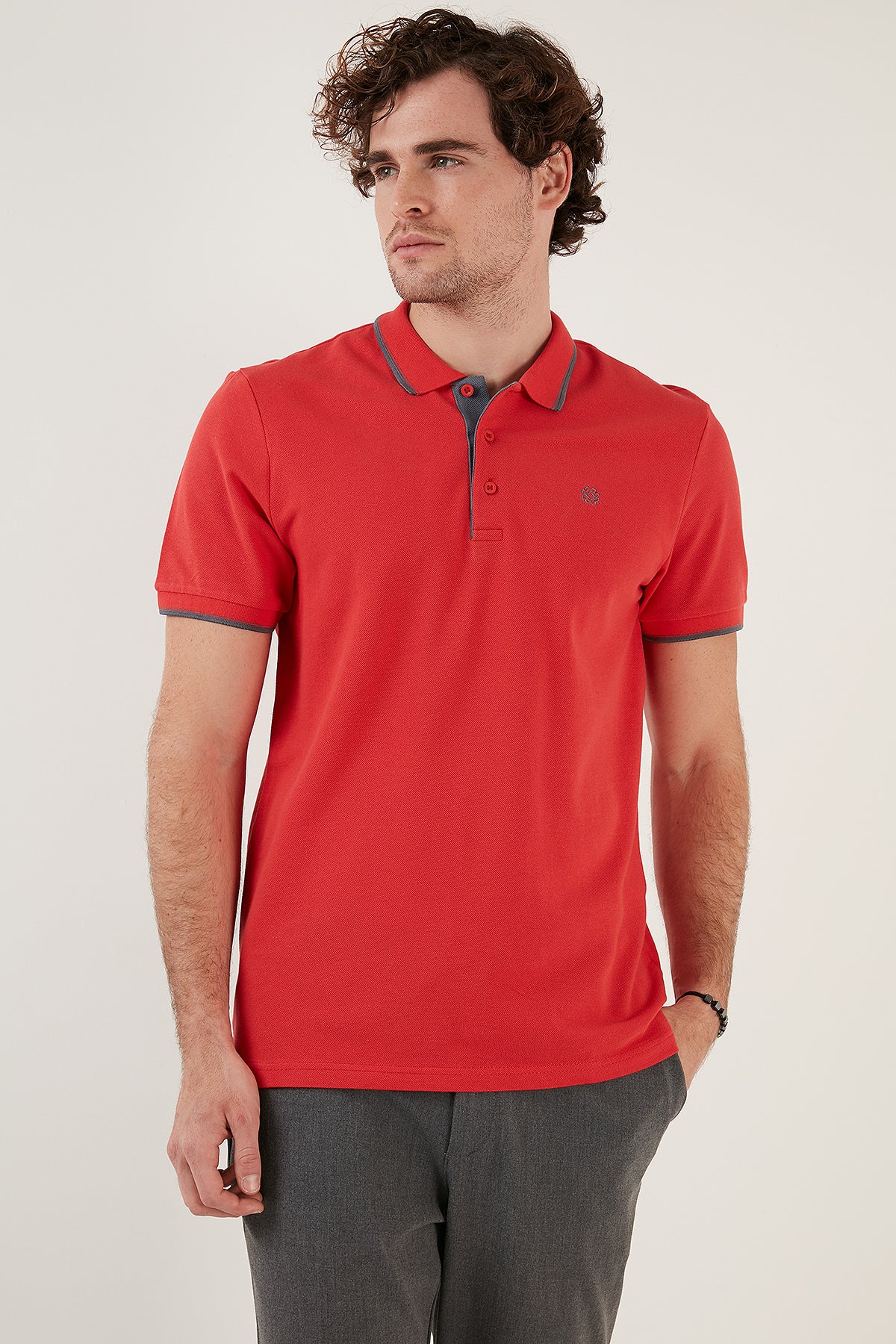 Buratti % 100 Pamuk Düğmeli Slim Fit Erkek Polo T Shirt 5902118 MERCAN