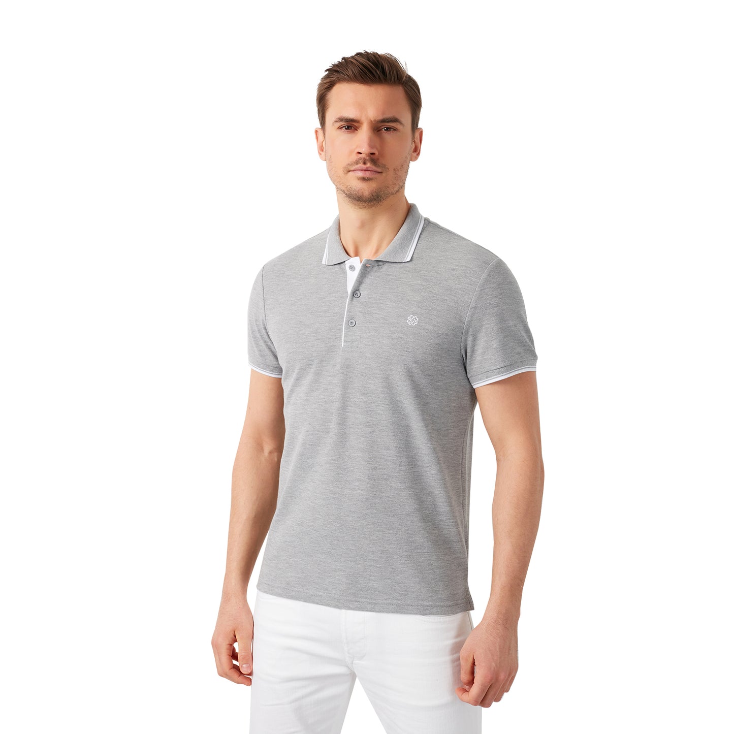 Buratti % 100 Pamuk Düğmeli Slim Fit Erkek Polo T Shirt 5902118 GRİ MELANJ