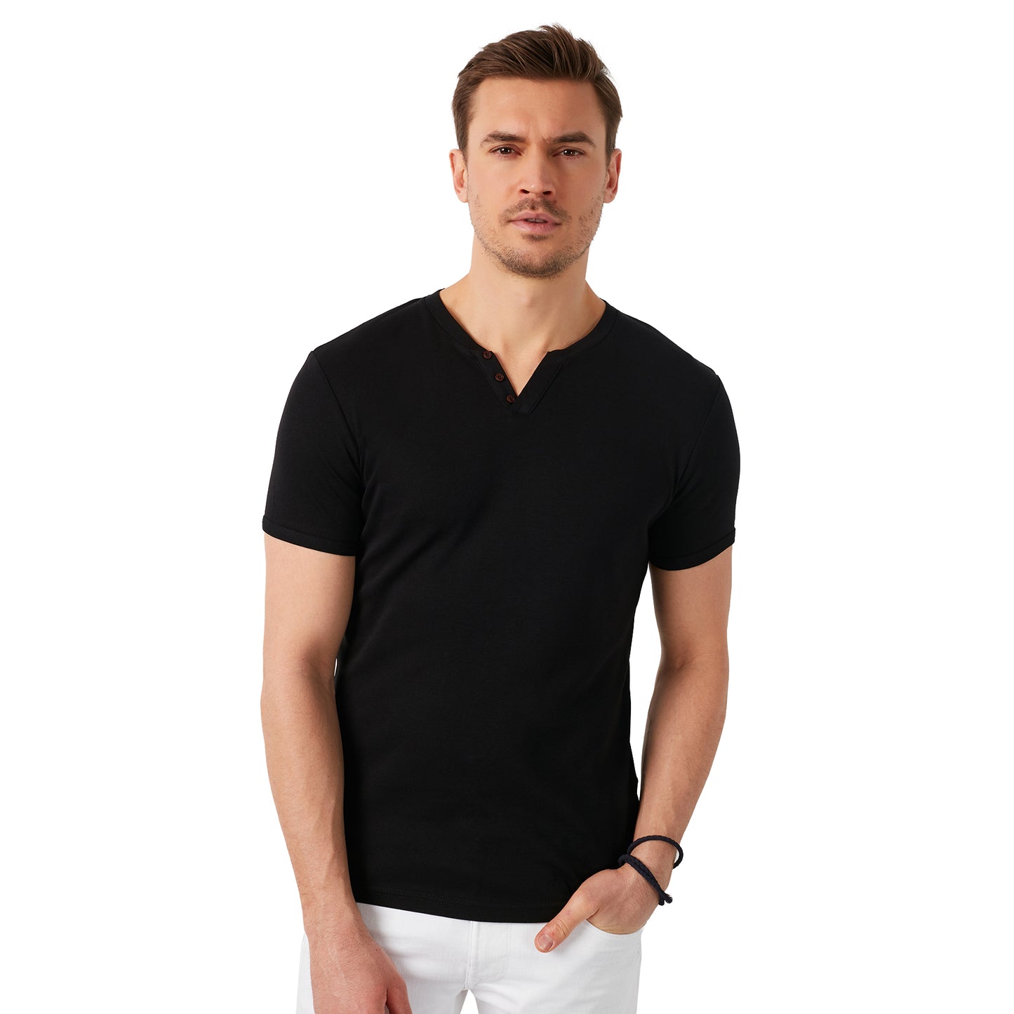 Buratti % 100 Pamuklu V Yaka Slim Fit Erkek T Shirt 5902122 SİYAH