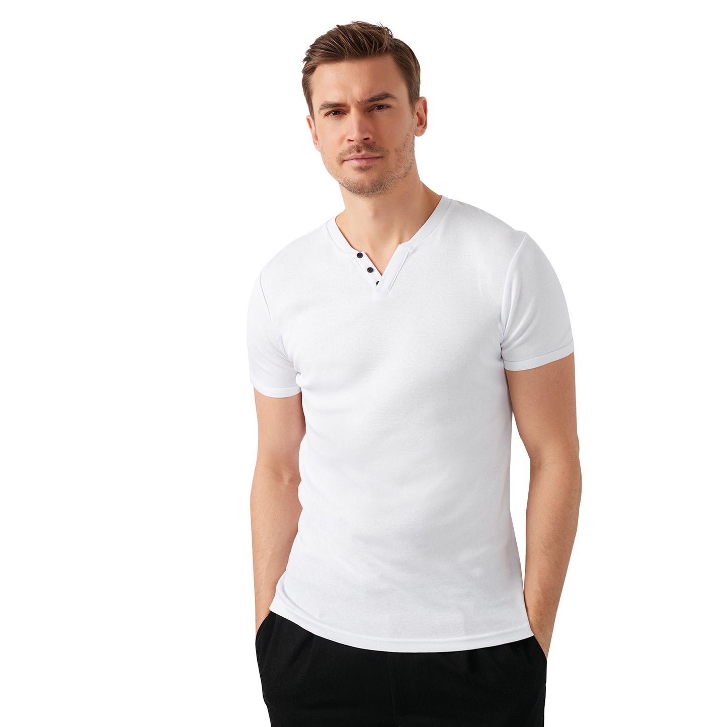 Buratti % 100 Pamuklu V Yaka Slim Fit Erkek T Shirt 5902122 BEYAZ