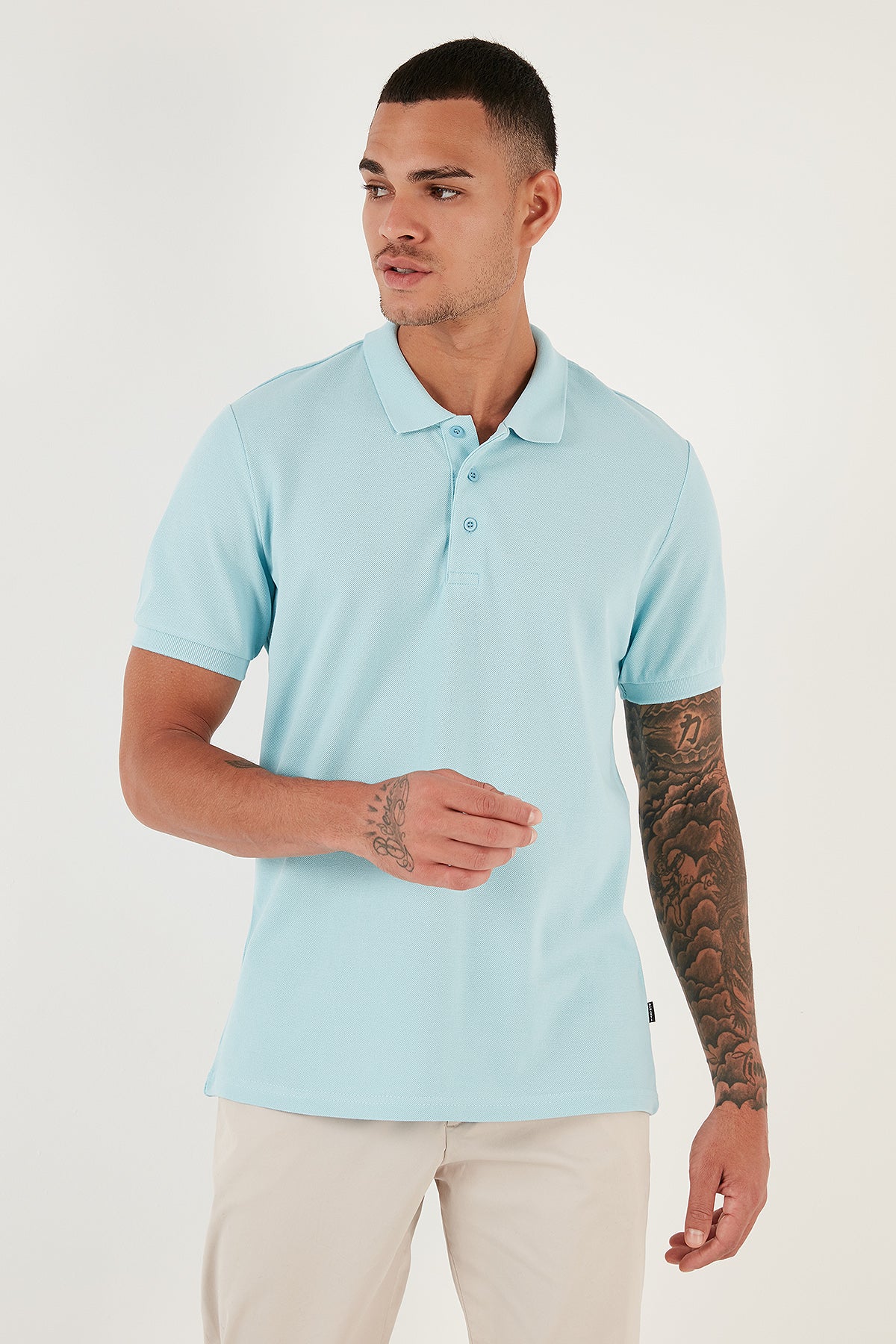 Buratti % 100 Pamuk Düğmeli Regular Fit Erkek Polo T Shirt 5902127 MENTOL