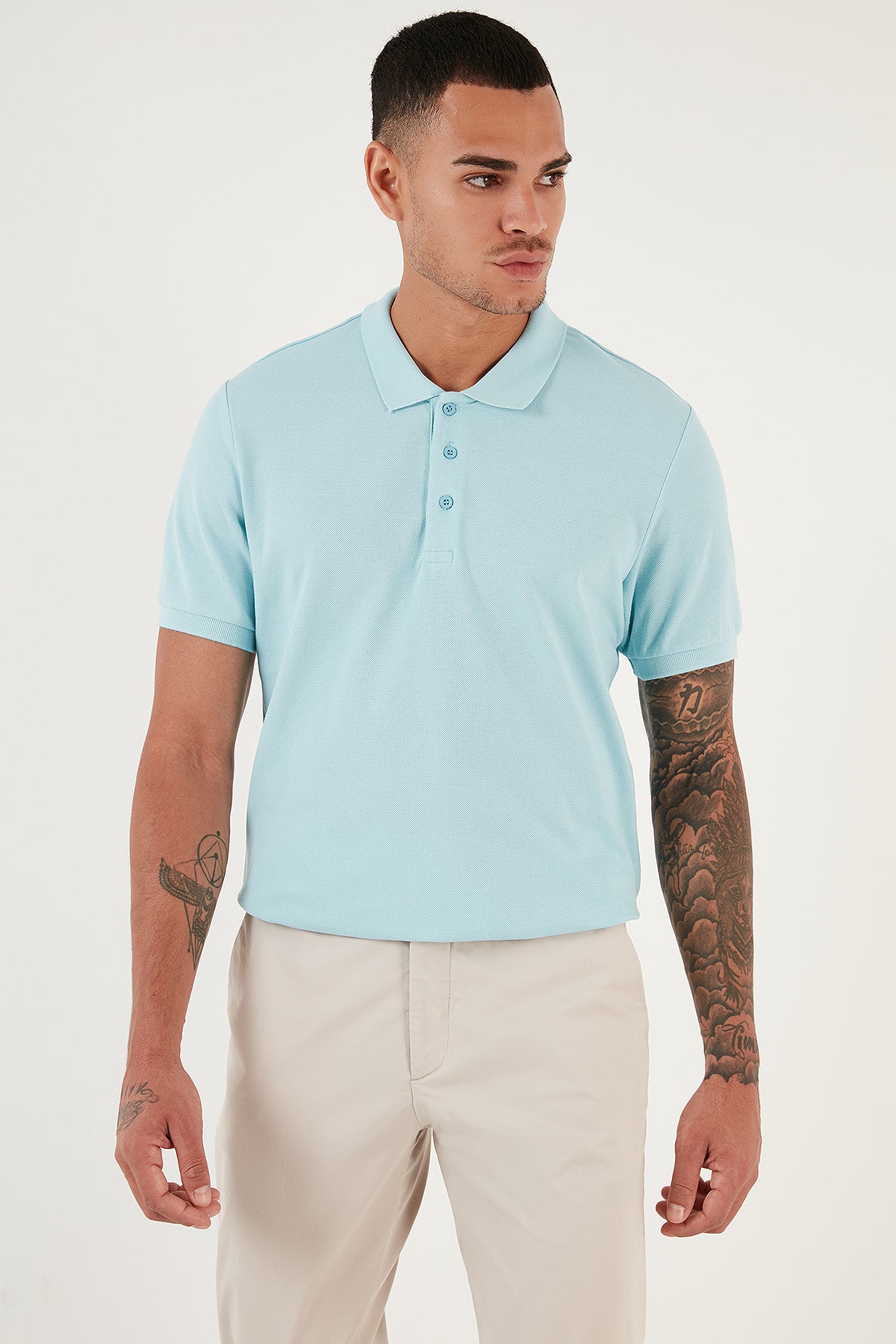 Buratti % 100 Pamuk Düğmeli Regular Fit Erkek Polo T Shirt 5902127 MENTOL