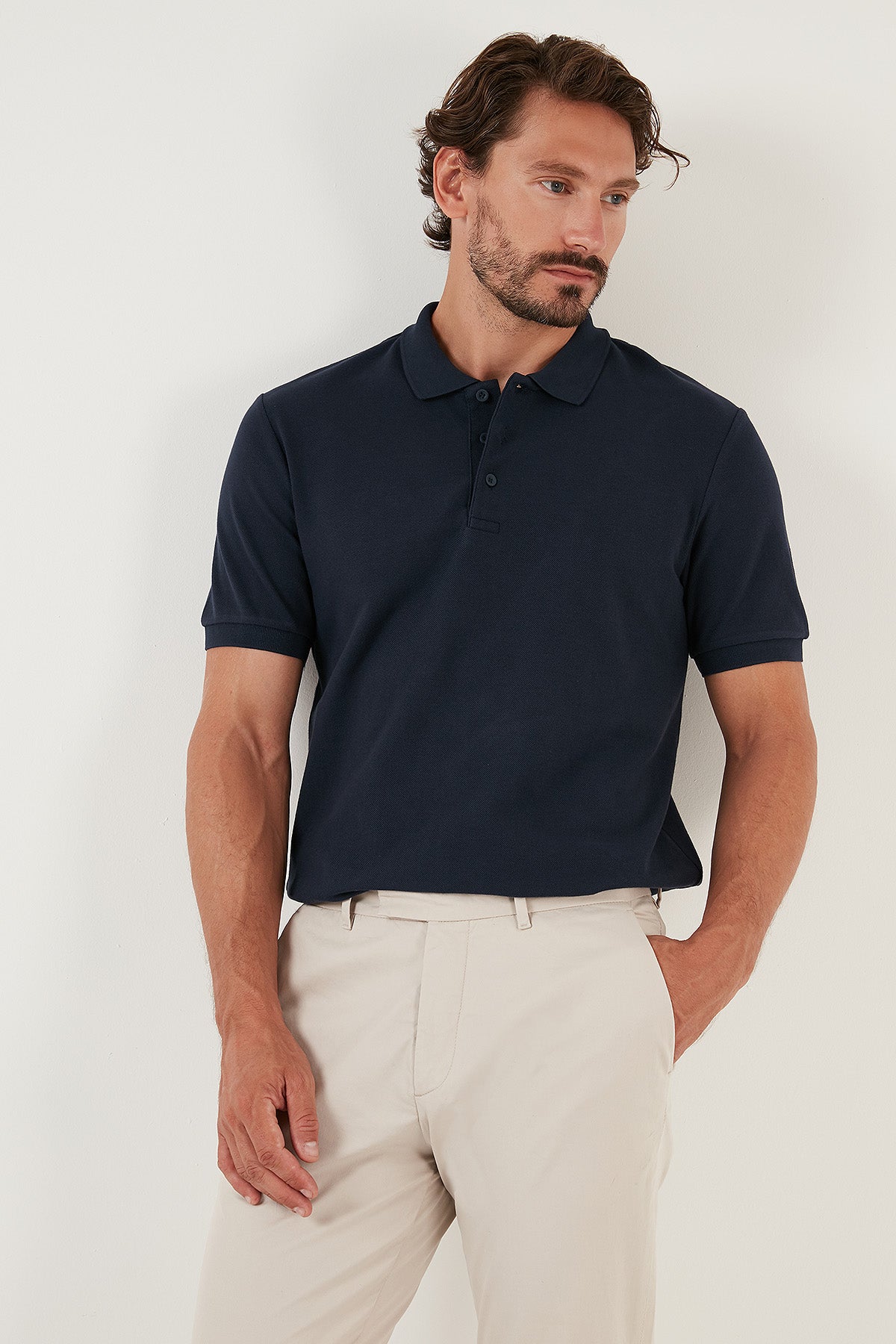 Buratti % 100 Pamuk Regular Fit Düğmeli Erkek Polo Yaka T Shirt 5902127 LACİVERT