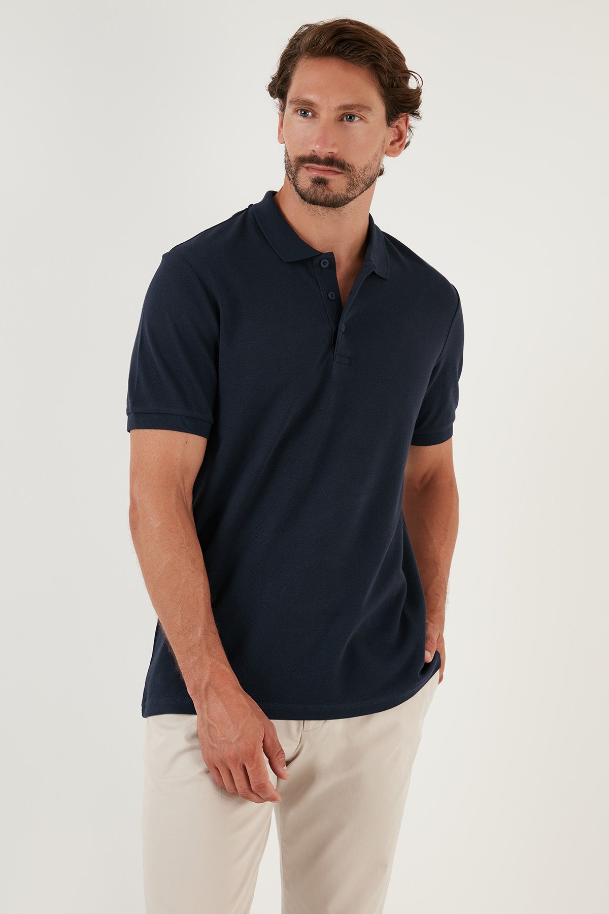 Buratti % 100 Pamuk Regular Fit Düğmeli Erkek Polo Yaka T Shirt 5902127 LACİVERT