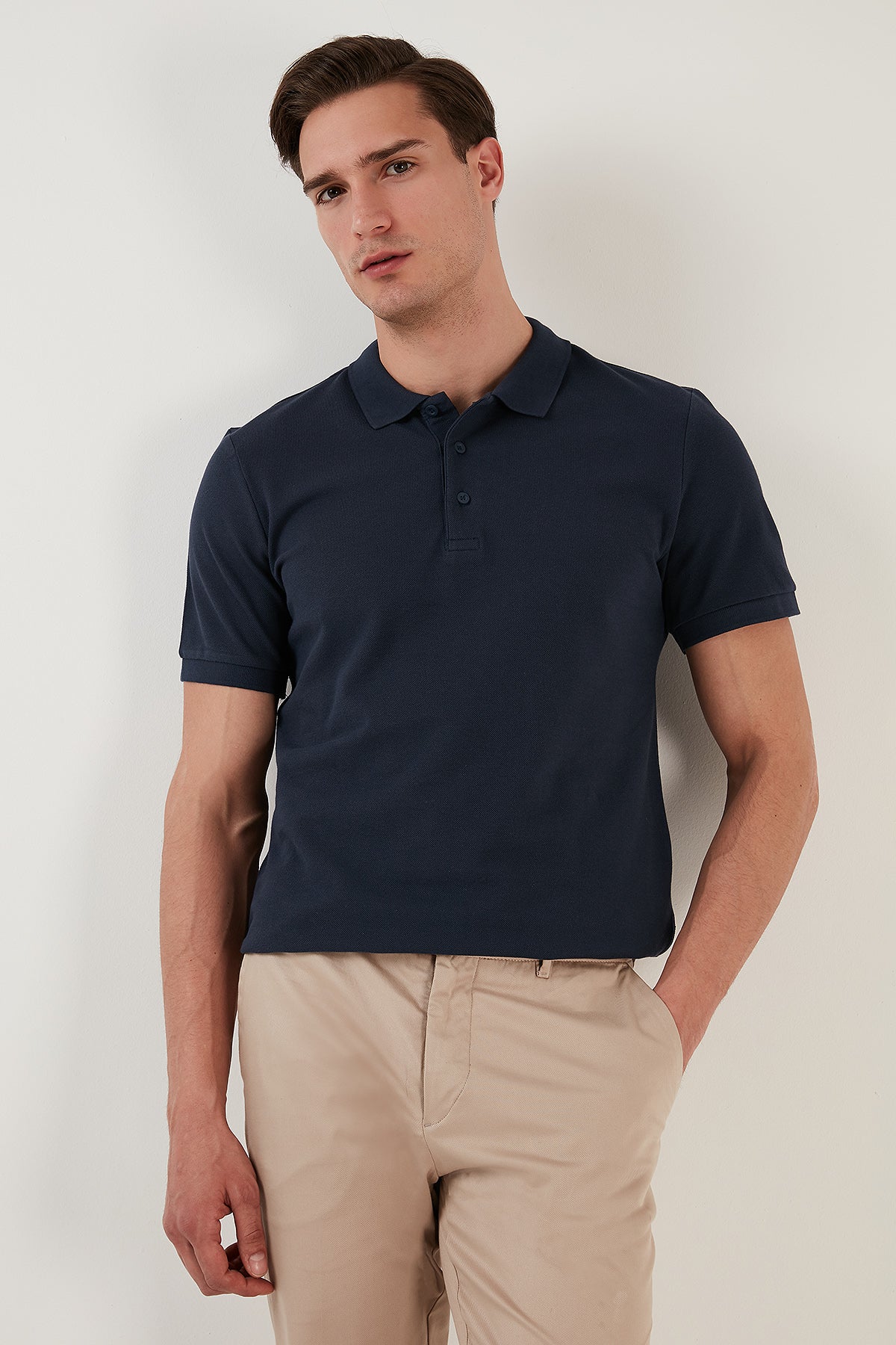 Buratti % 100 Pamuk Düğmeli Regular Fit Erkek Polo T Shirt 5902127 İNDİGO