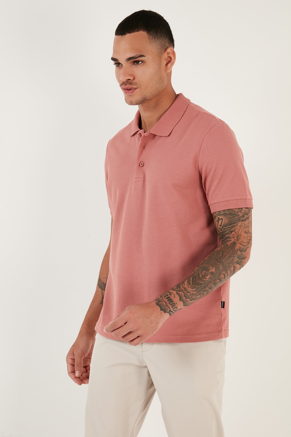 Buratti % 100 Pamuk Düğmeli Regular Fit Erkek Polo T Shirt 5902127 GÜL