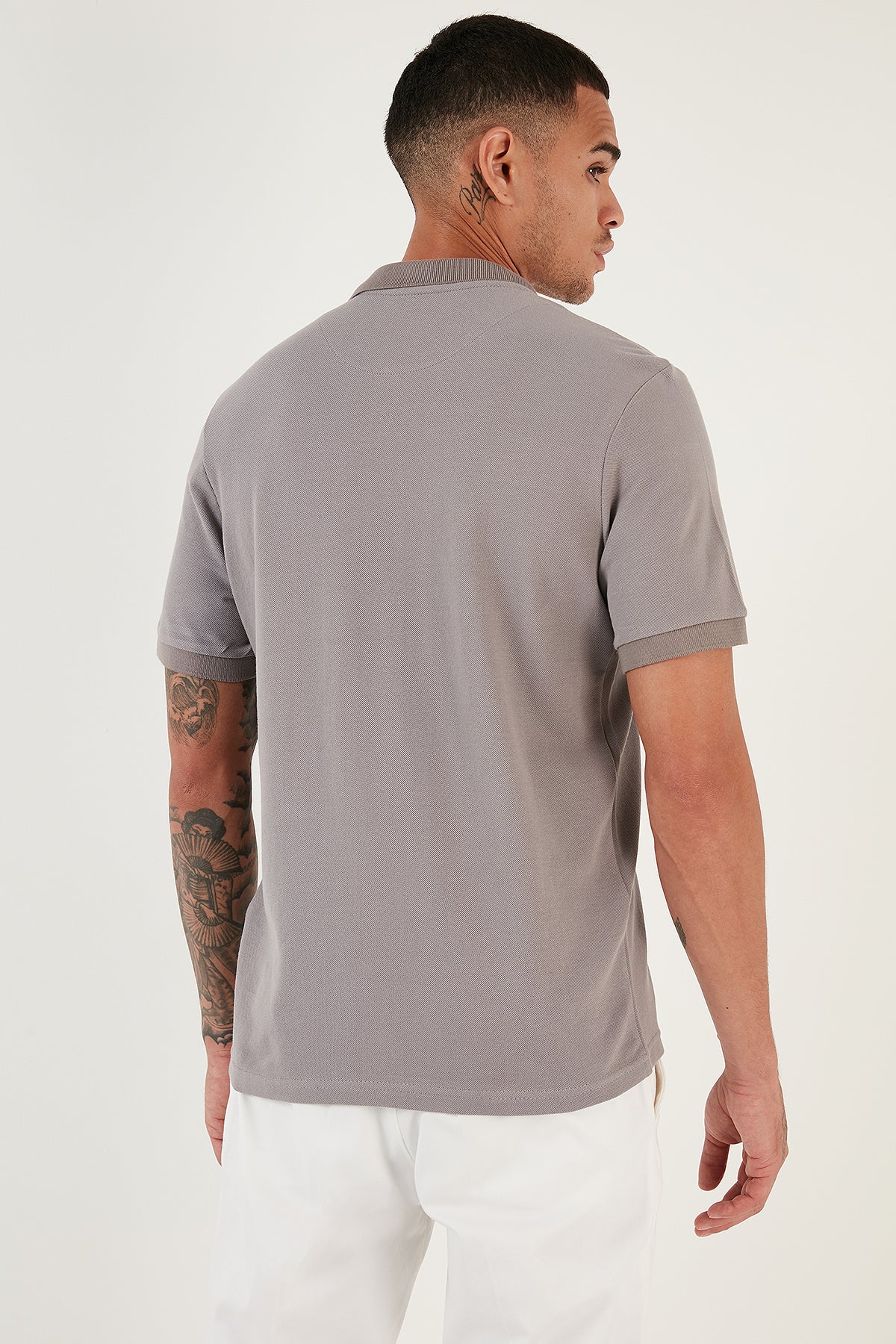 Buratti % 100 Pamuk Düğmeli Regular Fit Erkek Polo T Shirt 5902127 Kül