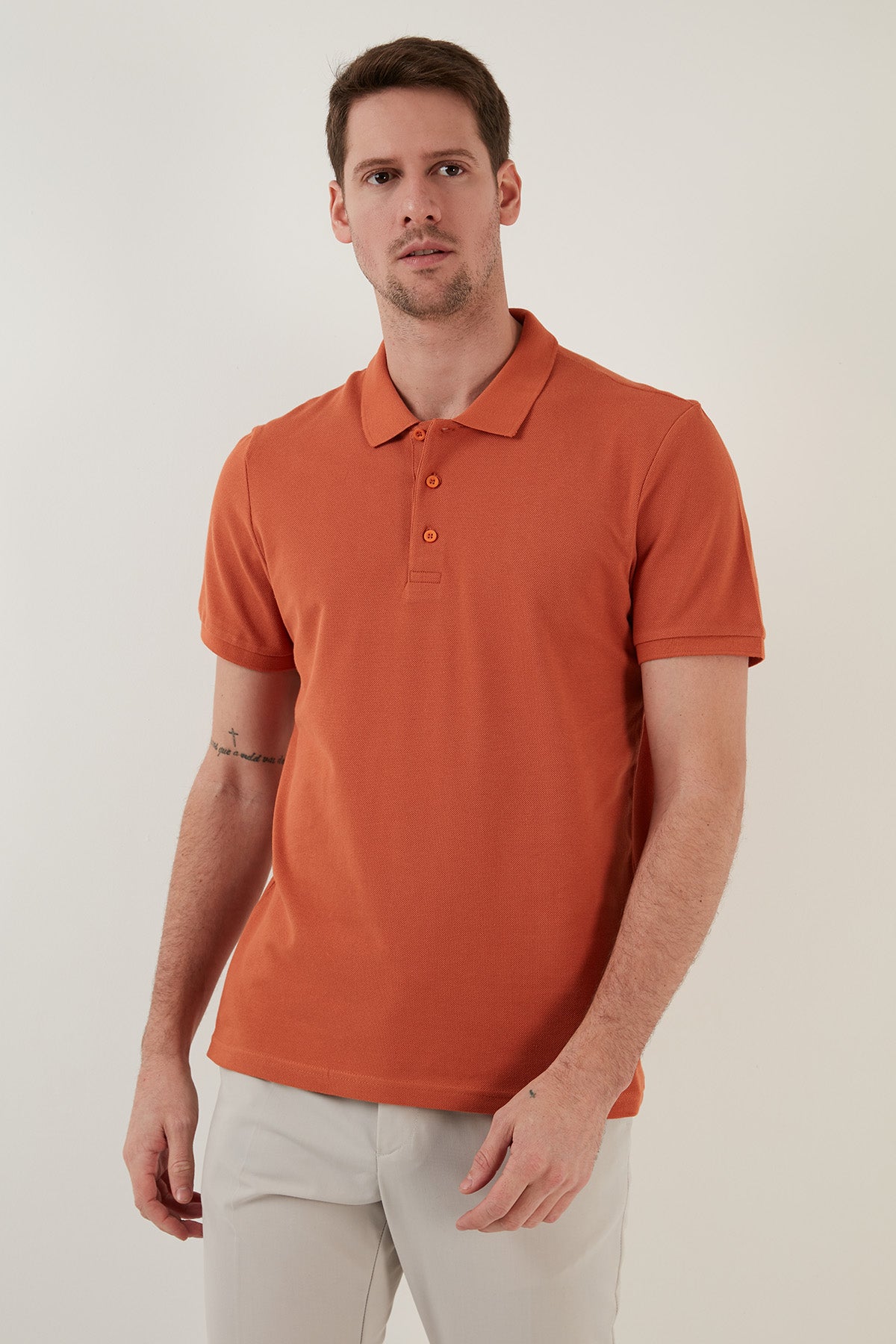 Buratti % 100 Pamuk Düğmeli Regular Fit Erkek Polo T Shirt 5902127 Tarçın