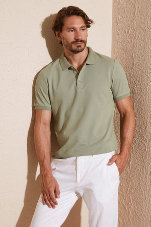 Buratti % 100 Pamuk Düğmeli Regular Fit Erkek Polo T Shirt 5902127 ELMA YEŞİLİ