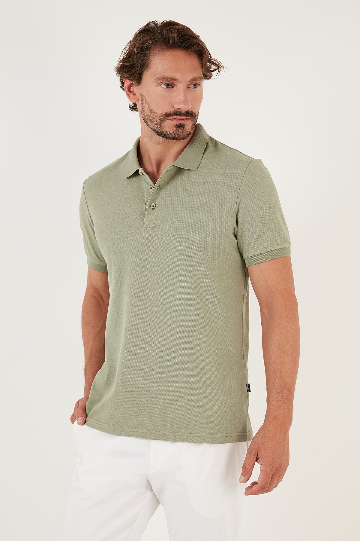 Buratti % 100 Pamuk Düğmeli Regular Fit Erkek Polo T Shirt 5902127 ELMA YEŞİLİ