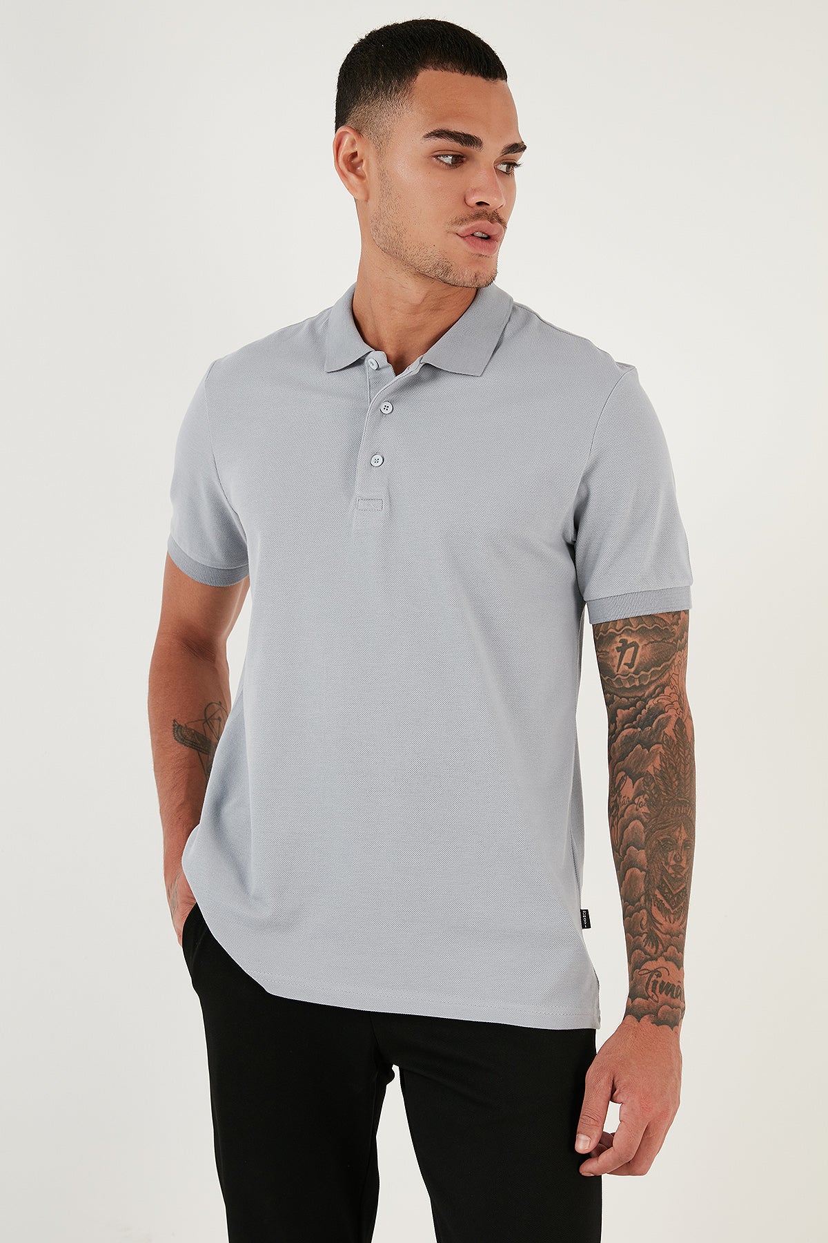 Buratti % 100 Pamuk Düğmeli Regular Fit Erkek Polo T Shirt 5902127 AÇIK GRİ