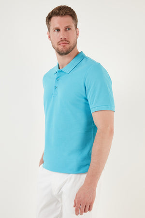 Buratti % 100 Pamuk Düğmeli Regular Fit Erkek Polo T Shirt 5902127 TURKUAZ