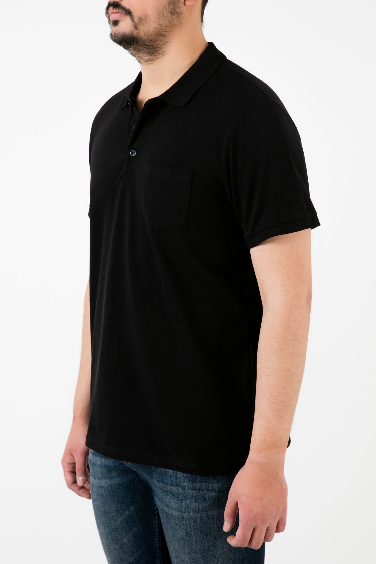 Buratti Büyük Beden % 100 Pamuk Düğmeli Erkek Polo T Shirt 59021271 SİYAH