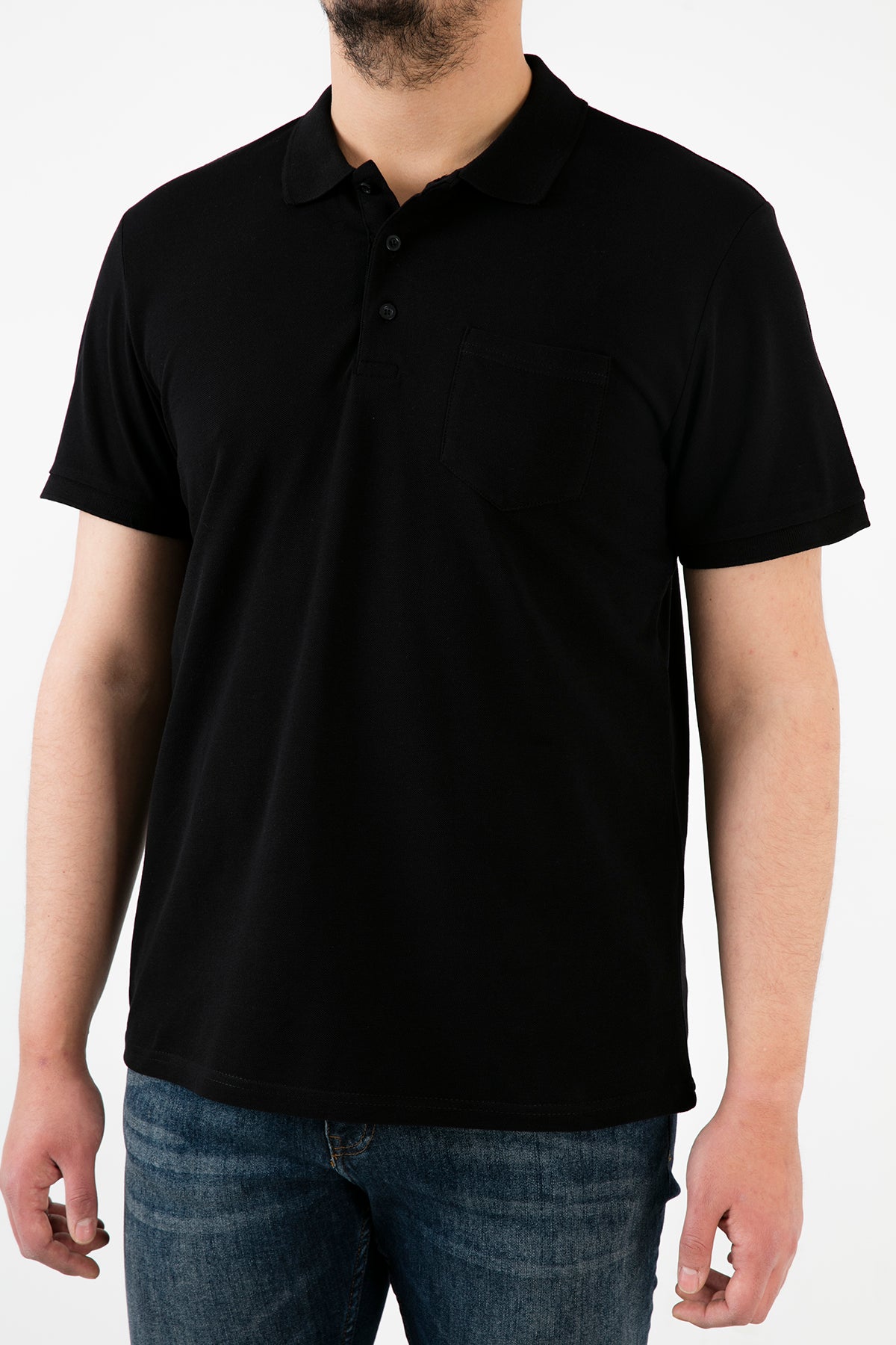 Buratti Büyük Beden % 100 Pamuk Düğmeli Erkek Polo T Shirt 59021271 SİYAH