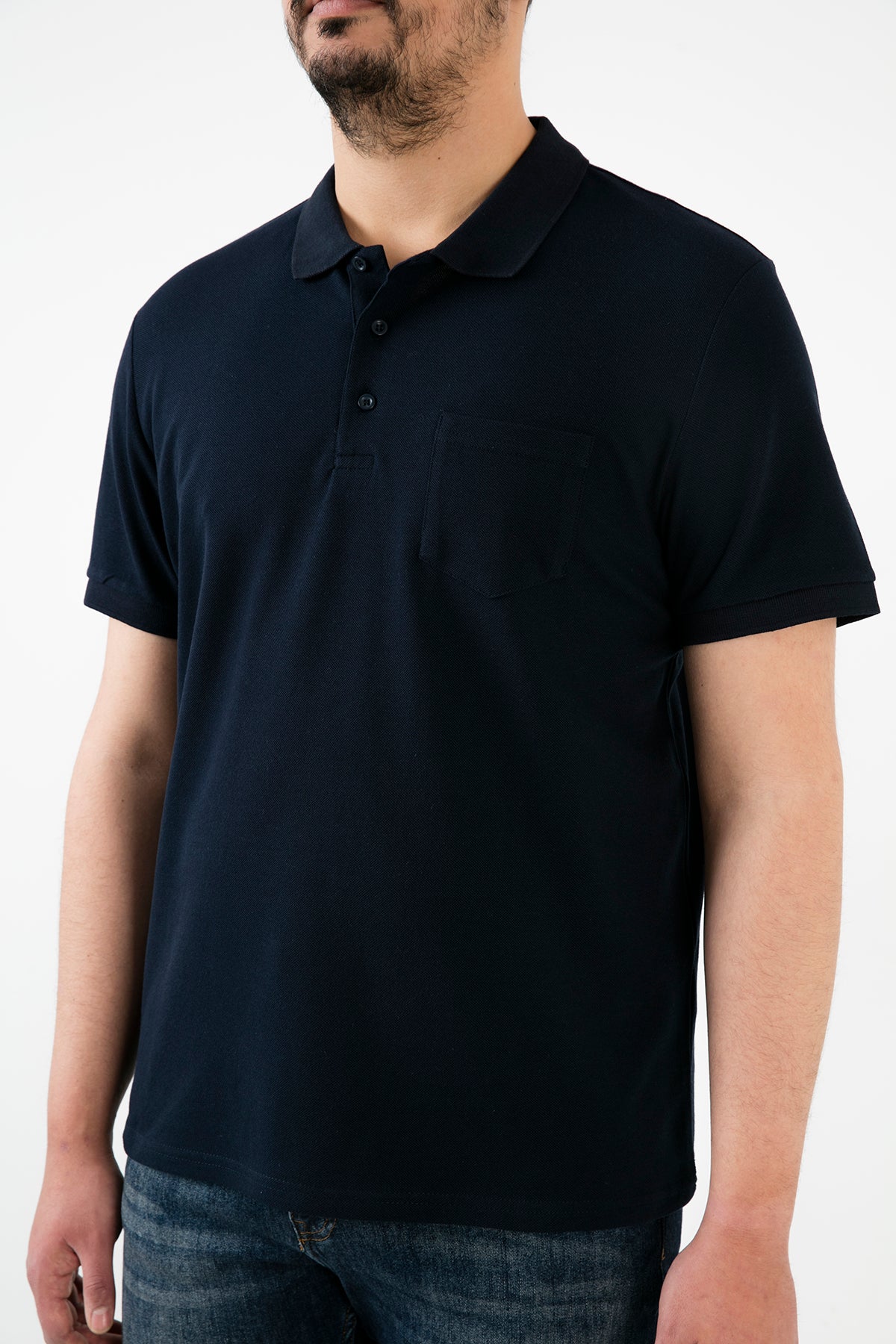 Buratti Büyük Beden % 100 Pamuk Düğmeli Erkek Polo T Shirt 59021271 LACİVERT