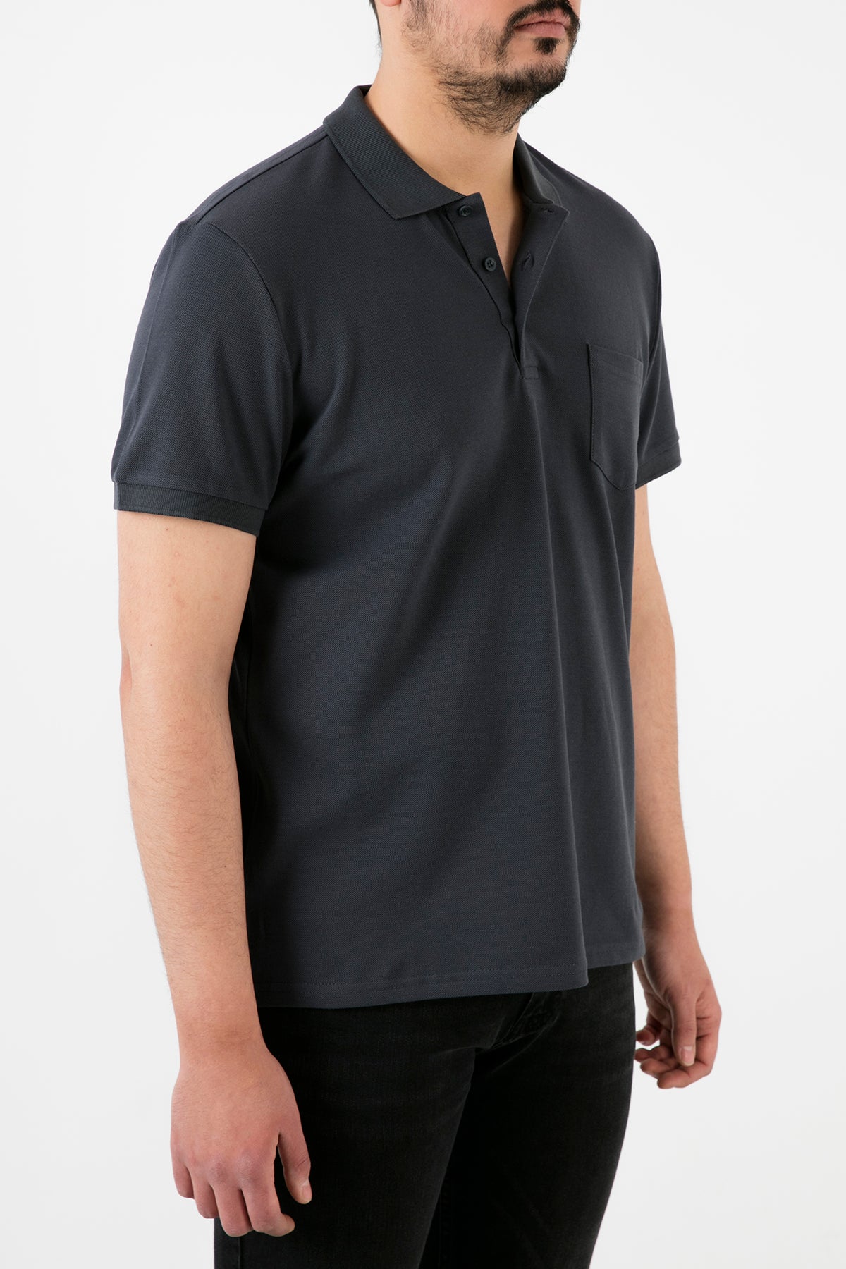 Buratti Büyük Beden % 100 Pamuk Düğmeli Erkek Polo T Shirt 59021271 ANTRASİT