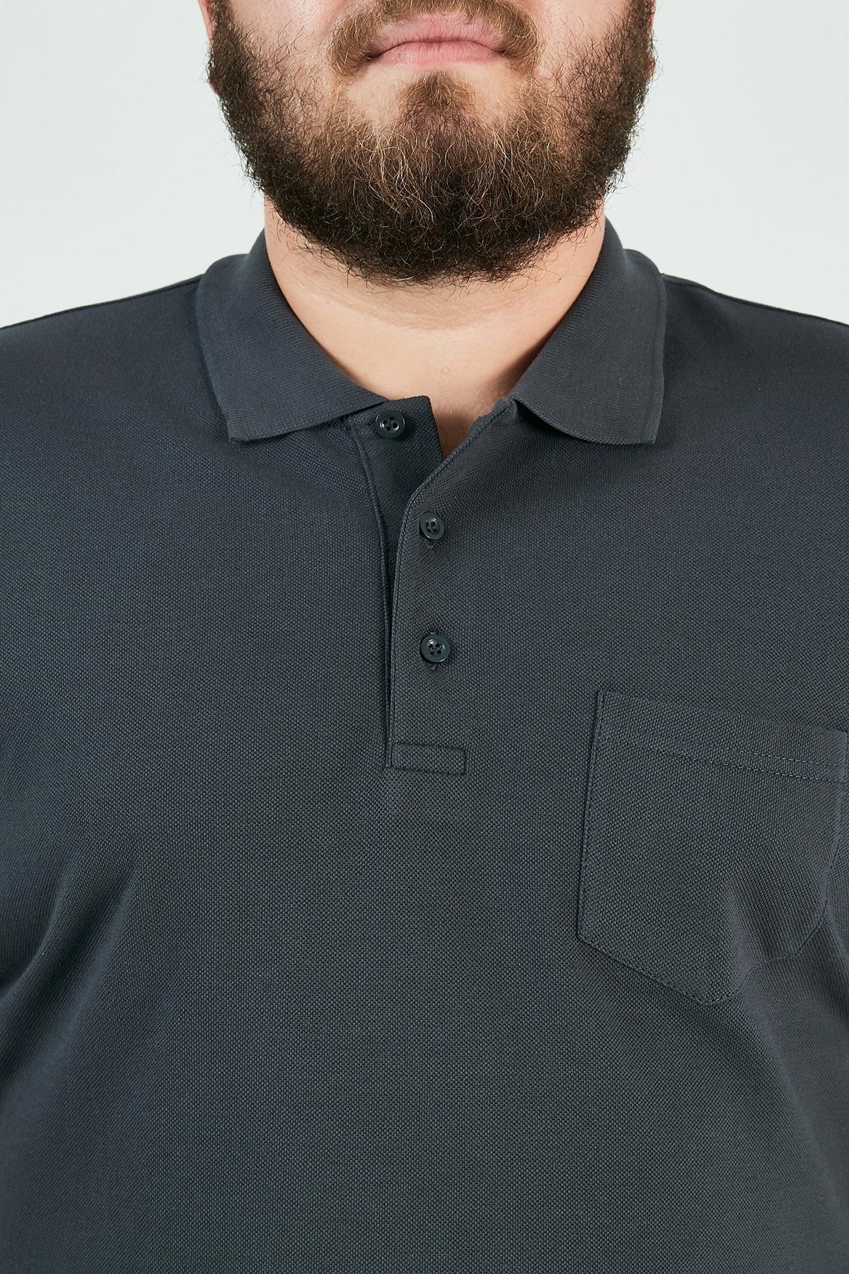 Buratti Büyük Beden % 100 Pamuk Düğmeli Erkek Polo T Shirt 59021271 ANTRASİT