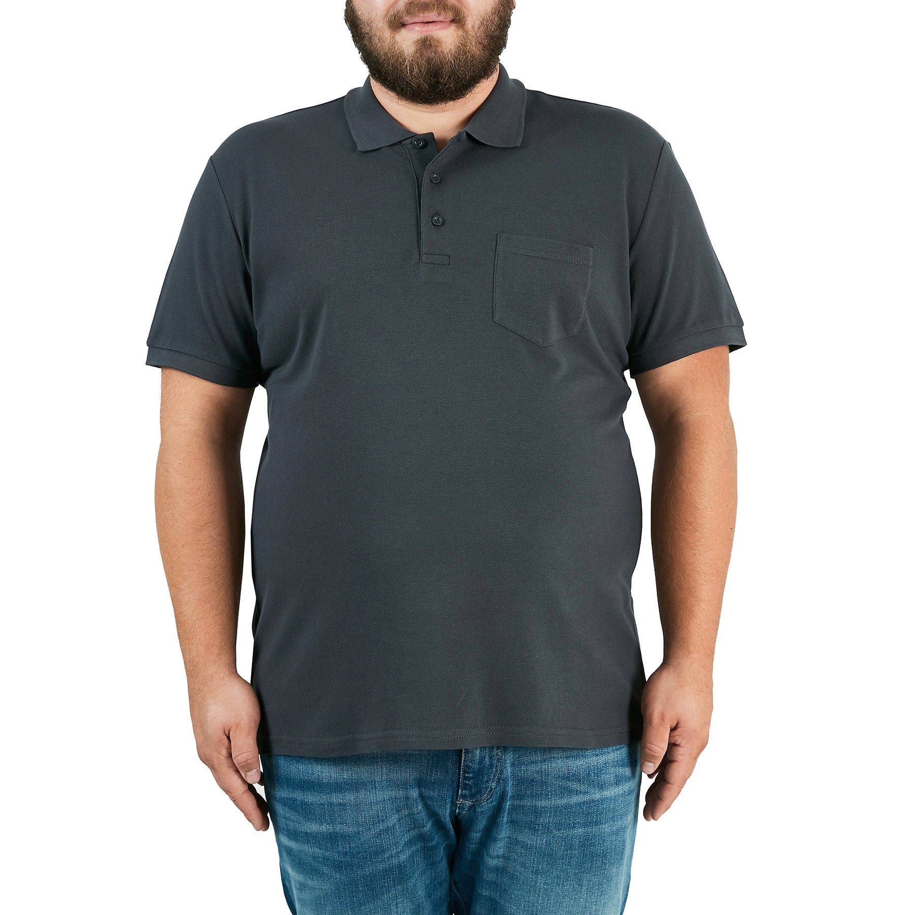 Buratti Büyük Beden % 100 Pamuk Düğmeli Erkek Polo T Shirt 59021271 ANTRASİT