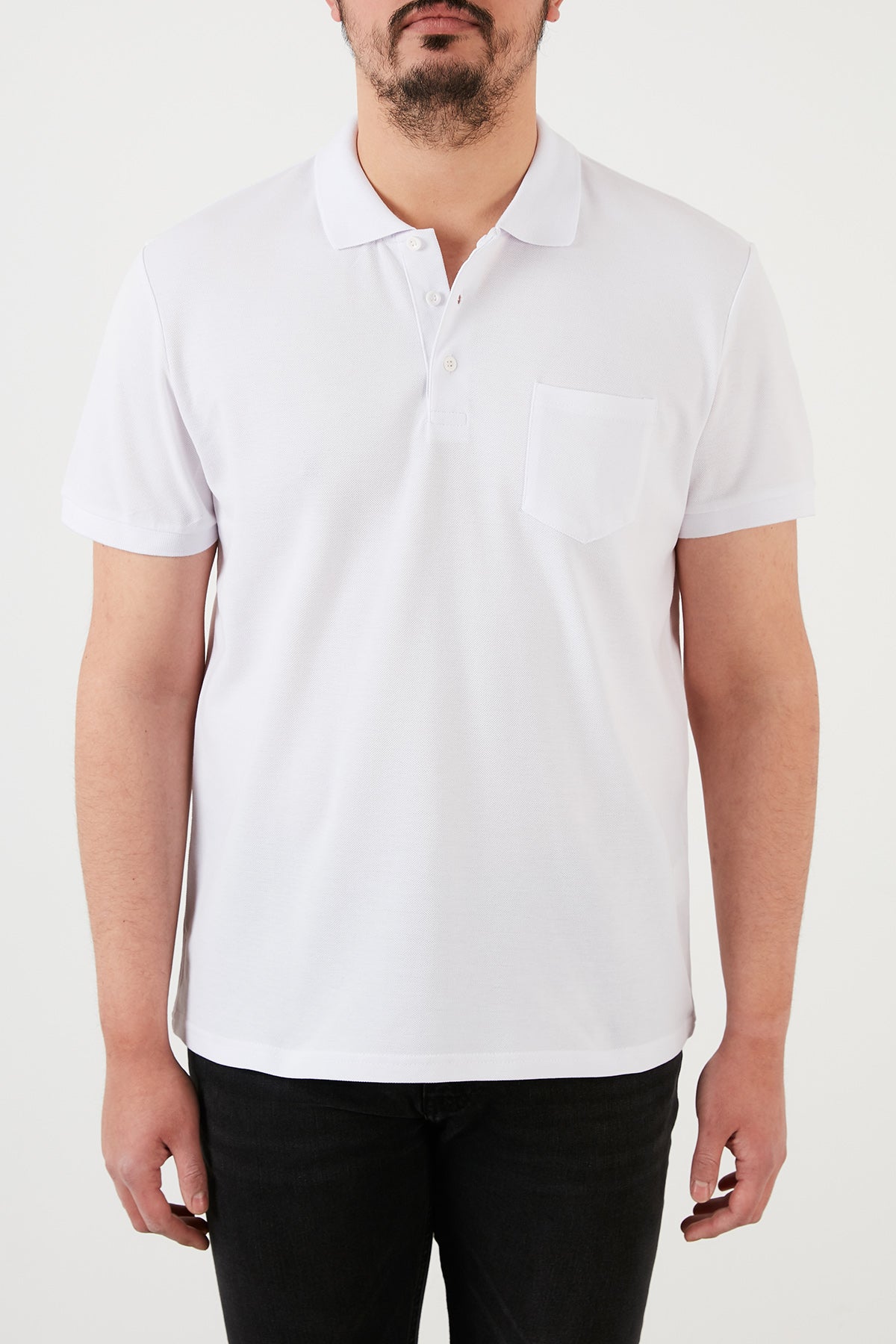 Buratti Büyük Beden % 100 Pamuk Düğmeli Erkek Polo T Shirt 59021271 BEYAZ