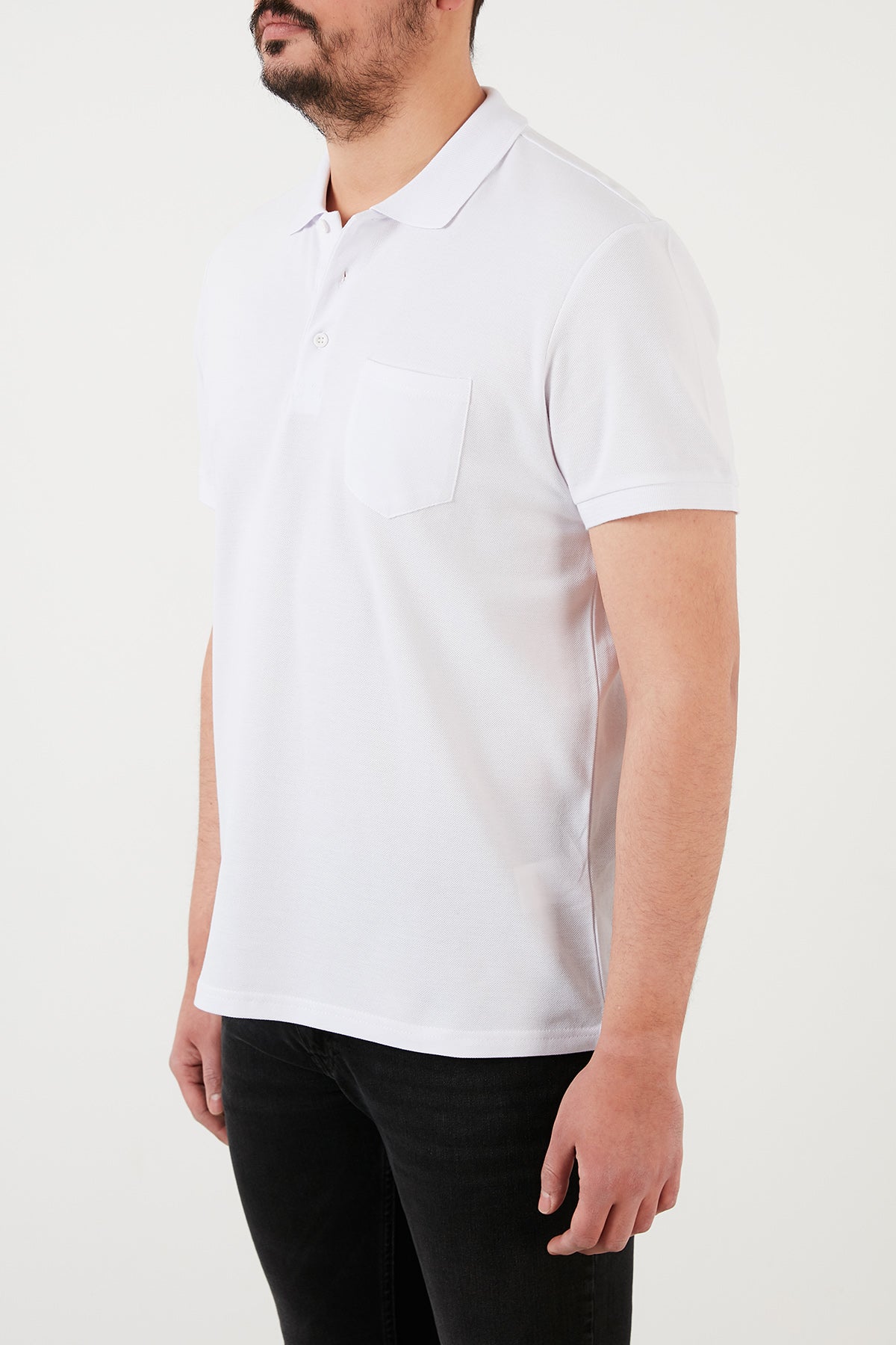 Buratti Büyük Beden % 100 Pamuk Düğmeli Erkek Polo T Shirt 59021271 BEYAZ