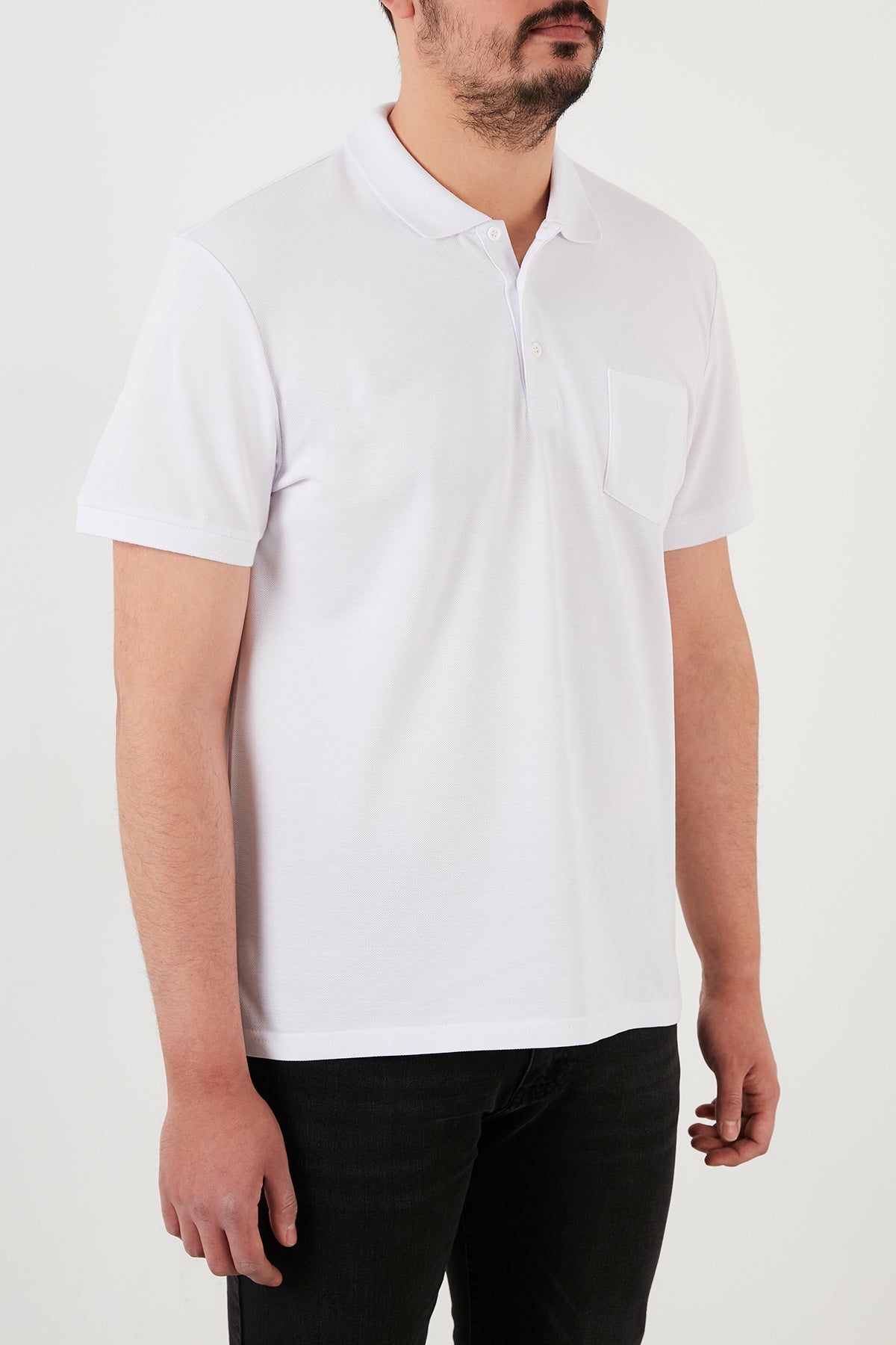 Buratti Büyük Beden % 100 Pamuk Düğmeli Erkek Polo T Shirt 59021271 BEYAZ